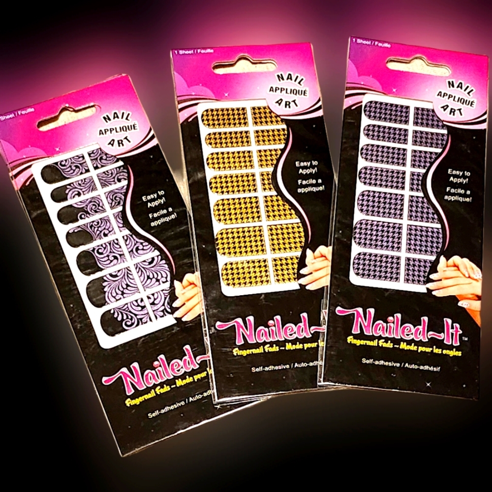 NWT NAILED-IT Nail Art Appliquè Set of》 3《 GLAM ROCK!